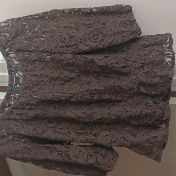 INC International Concepts Tops Inc Poplin Style Brown Lace Top — free download